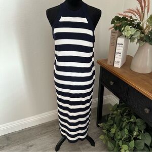 NWT Old Navy Striped White and Navy Halter Dress Size XL